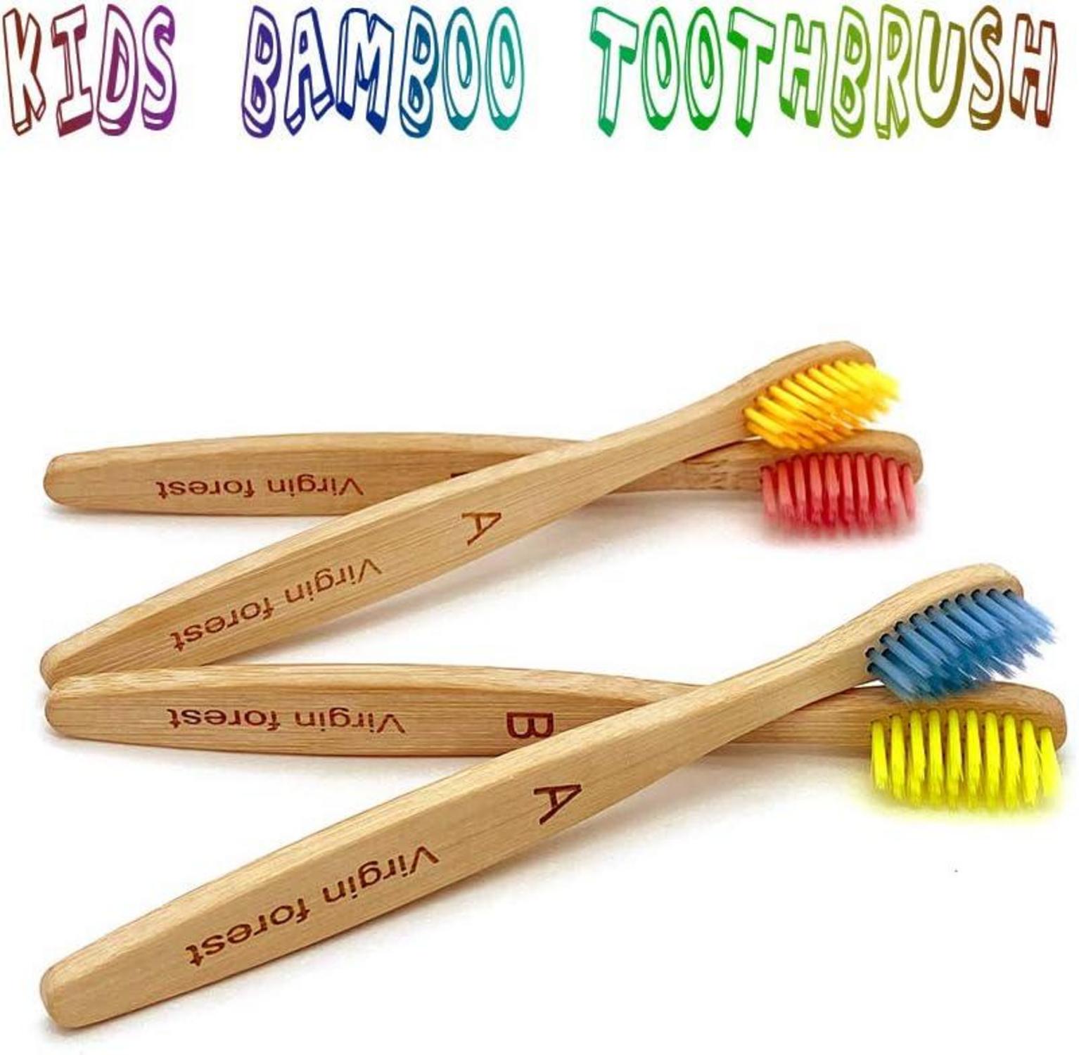 Bambus Zahnbürste Kinder Bio-Holzkohle 4er-Pack
