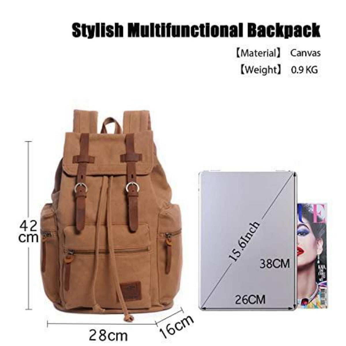 Vintage Canvas Rucksack – Daypack für Laptop, Schule & Reisen