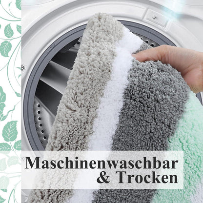 Mikrofaser Badteppich Set 2-teilig – Grün/Grau, flauschig & saugfähig