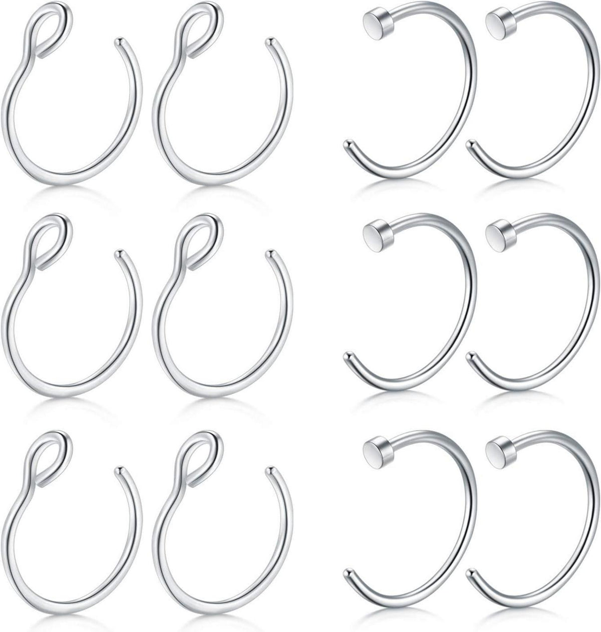 Set 12-16Stk 20G 8mm Nasenpiercings Edelstahl Fake Piercings Nase