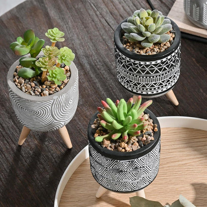 Künstliche Sukkulenten Pflanzen 3er Set 16.5cm Böhmen Stil