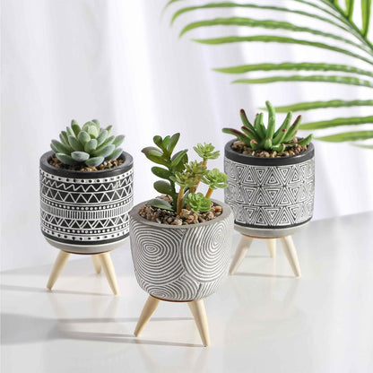 Künstliche Sukkulenten Pflanzen 3er Set 16.5cm Böhmen Stil
