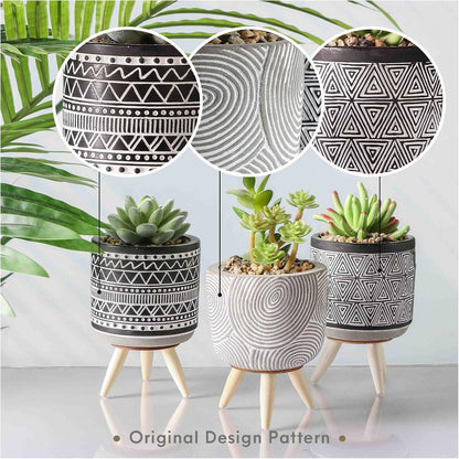 Künstliche Sukkulenten Pflanzen 3er Set 16.5cm Böhmen Stil