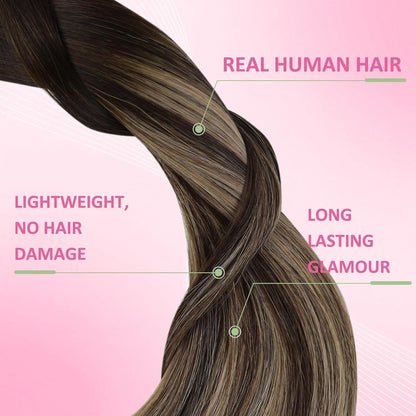 Echthaar Tape Extensions Ombre Braun Blond 55cm