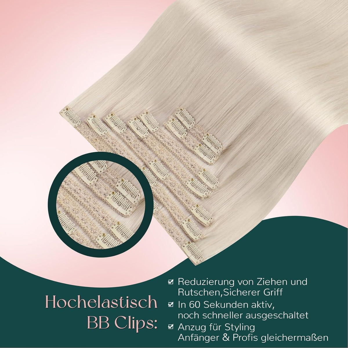 Blond Echthaar Clip-in Extensions – 45cm, 120g, #1000