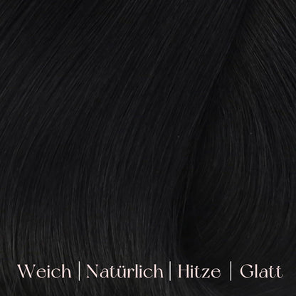 Clip-In Haarverlängerung Echthaar Schwarz 30cm