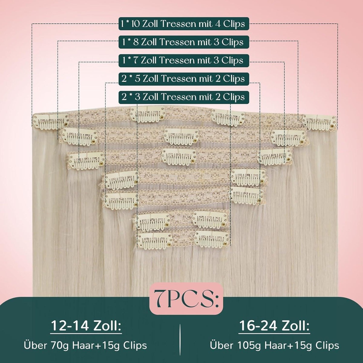 Blond Echthaar Clip-in Extensions – Remy Menschenhaar 40cm