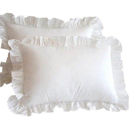 Rüschen Kissenbezug Baumwolle 50x91 cm - 2er Set Weiß