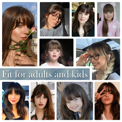 Clip in Pony Dunkelbraun Echthaar Hair Extensions Fringe