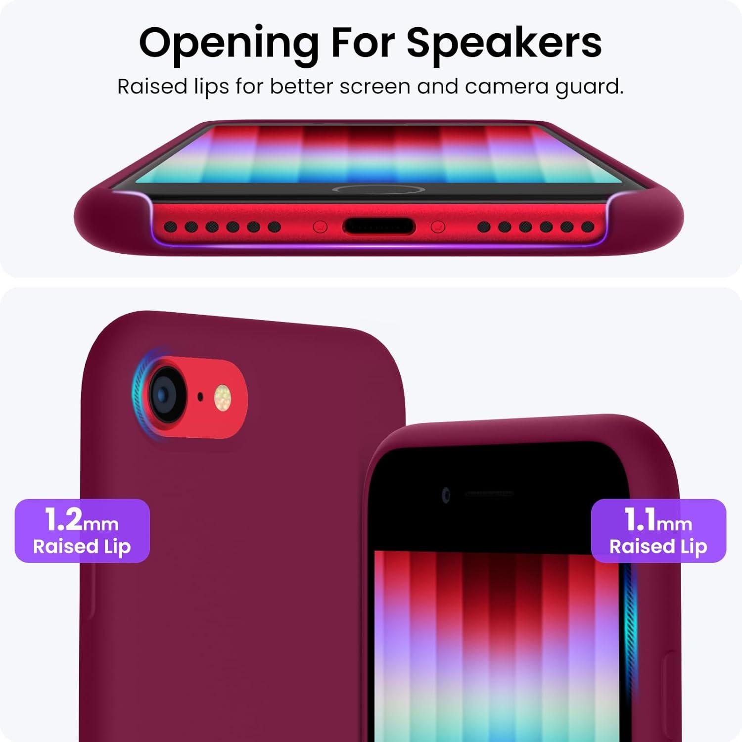 ORNARTO iPhone SE 3 Silikon Case 2022 Ultra Dünn Weinrot Schutz