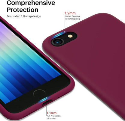 ORNARTO iPhone SE 3 Silikon Case 2022 5G Weinrot 4,7 Zoll