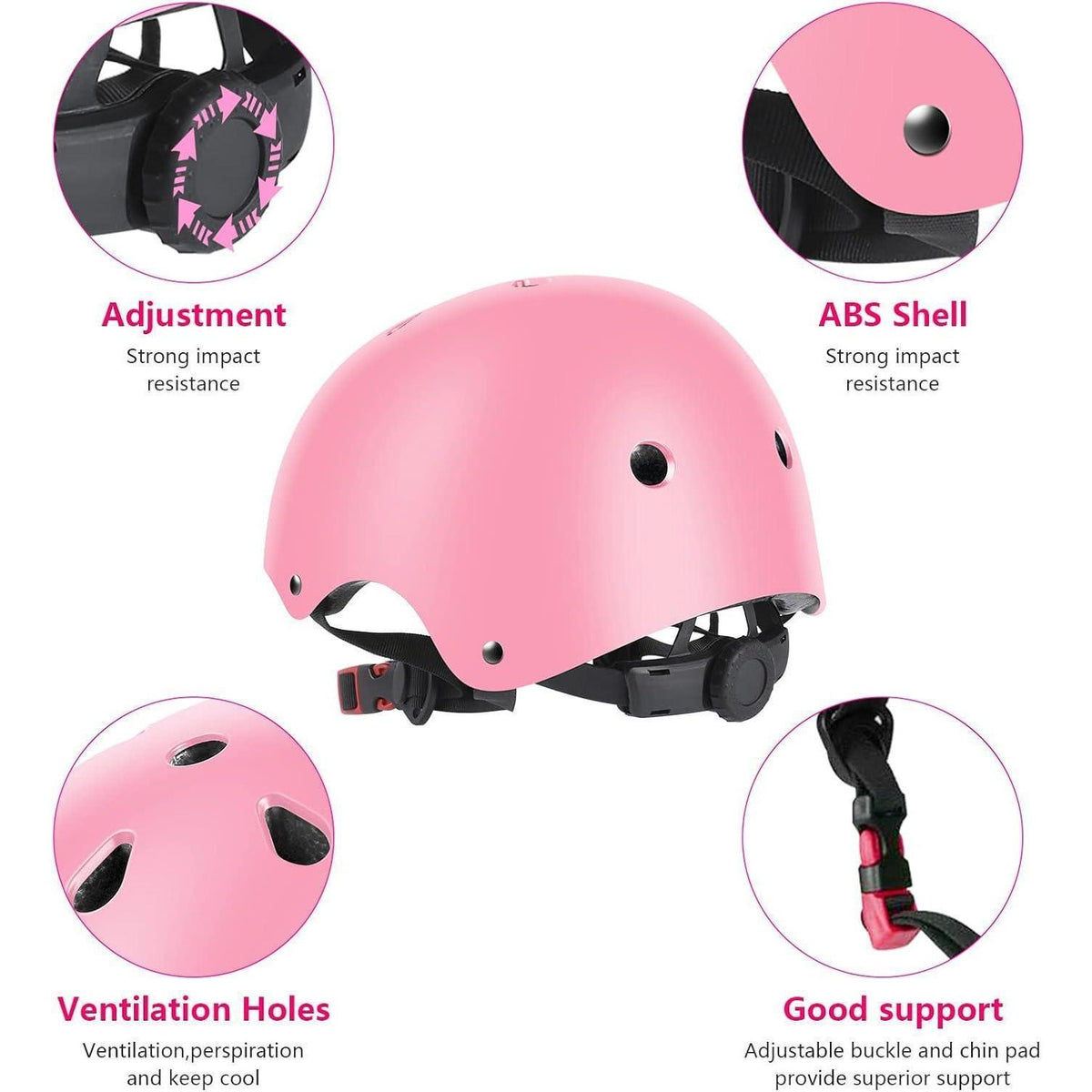 Kinder Schutzausrüstung Set 7-in-1 Helm & Protektoren Rosa