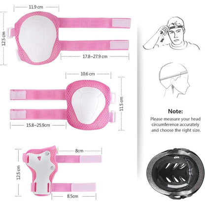 Kinder Schutzausrüstung Set 7-in-1 Helm & Protektoren Rosa