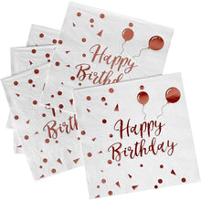 50x Rose Gold Happy Birthday Servietten 33x33cm 3-lagig für