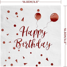 50x Rose Gold Happy Birthday Servietten 33x33cm 3-lagig für