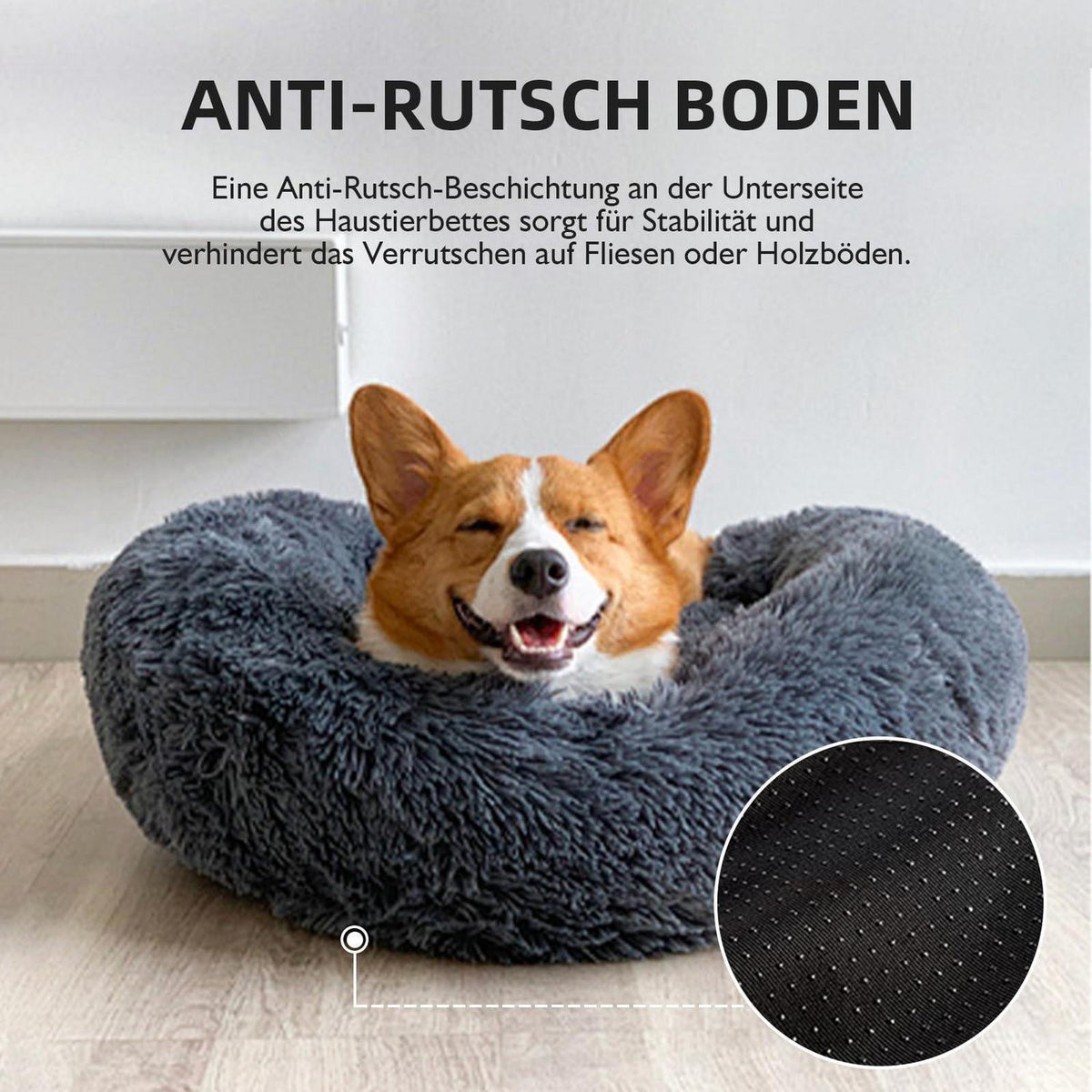 Flauschiges Hundebett Donut – Hellgrau, 110x110cm