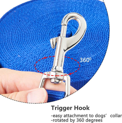 HAPPY HACHI Schleppleine Nylon robust wetterfest Trainingsleine D-Karabiner Große Kleine Hunde 20m Blue