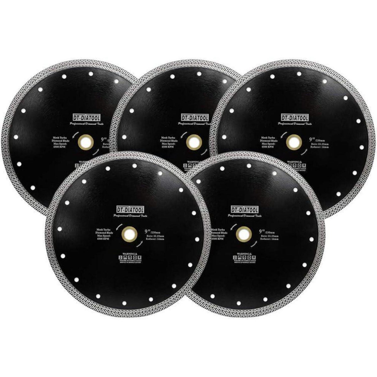 Diamant Trennscheiben 5er Set 230mm Mesh Turbo für Fliesen & Stein