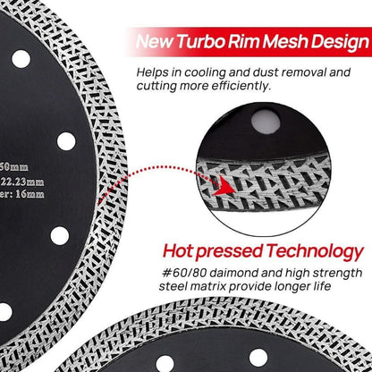 Diamant Trennscheiben 5er Set 230mm Mesh Turbo für Fliesen & Stein