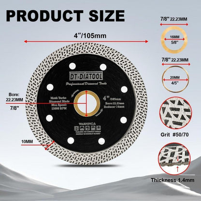 Diamant Trennscheiben 5er Set 105mm Mesh Turbo für Fliesen Marmor