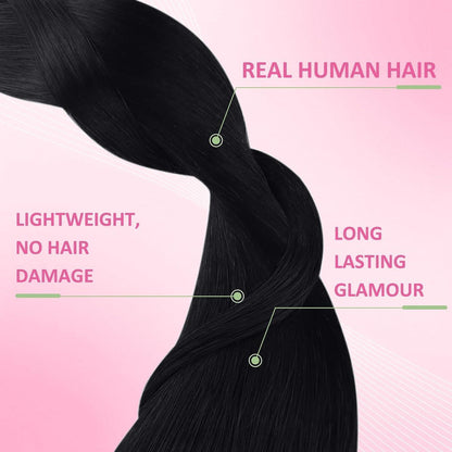 Echthaar Tape-in Extensions Schwarz 60cm - Haarverlängerung