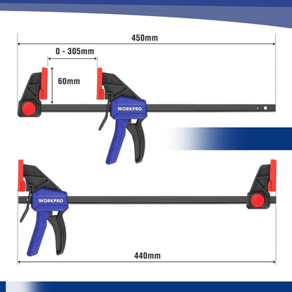 WORKPRO Einhandzwingen Set 305mm Spannweite 2 Stück