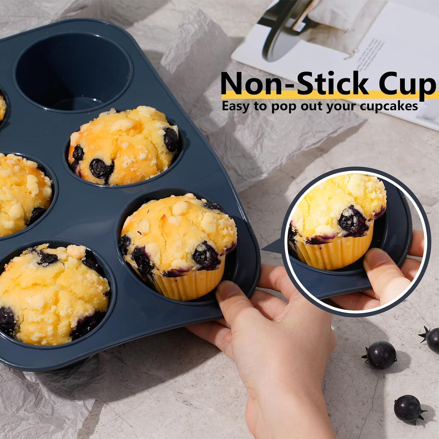 Große Silikon Muffinform für 6 Muffins Backblech Cupcakes Brownies 27,8 x 19 cm
