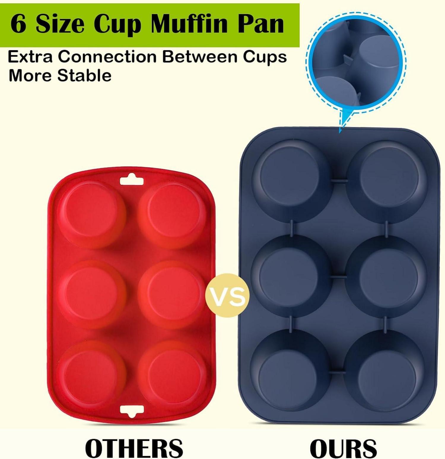 Große Silikon Muffinform Antihaft Backblech für Cupcakes Kuchen 6er
