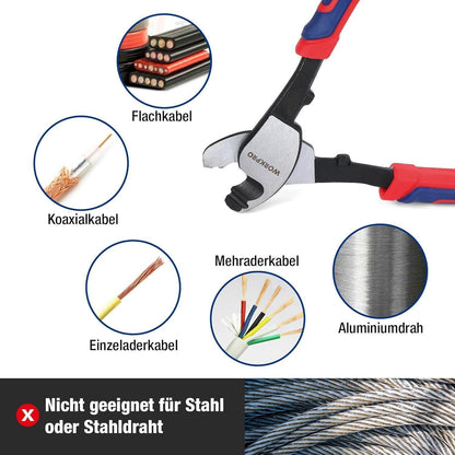 WORKPRO Kabelschere 210mm für Aluminium und Kupfer Kabel