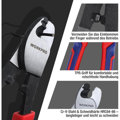 WORKPRO Kabelschere 210mm für Aluminium und Kupfer Kabel