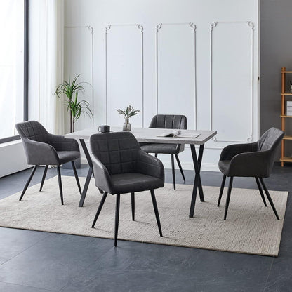 Esszimmerstühle 2er Set Dunkelgrau in Lederoptik