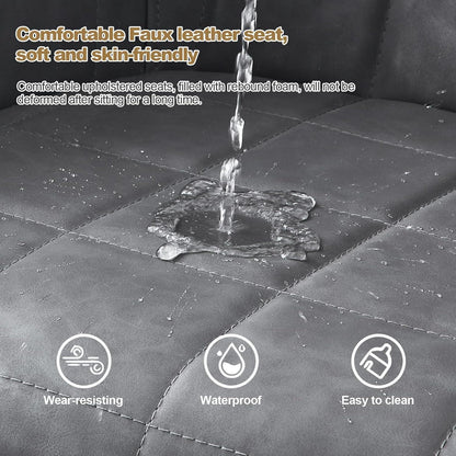 Esszimmerstühle 2er Set Hellgrau mit Armlehnen in Lederoptik