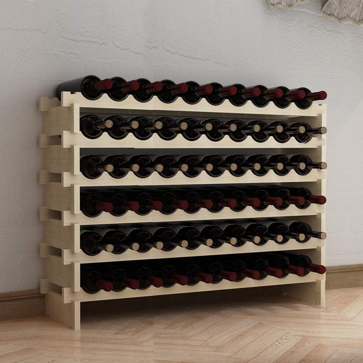 Weinregal Flaschenständer Holzregal 6 Ebenen 60 Flaschen