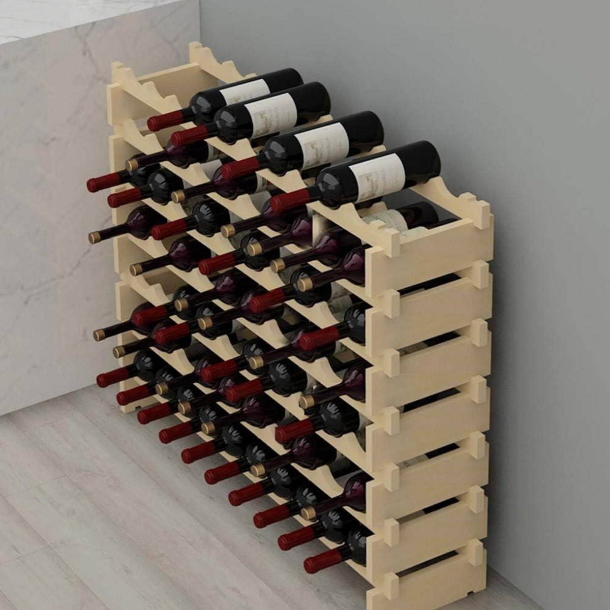 Weinregal Flaschenständer 60 Flaschen Holzregal Ebenen 110x30x80.5 cm