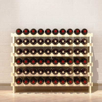 Weinregal Flaschenständer 6 Ebenen 60 Flaschen Holzregal für Küche Bar
