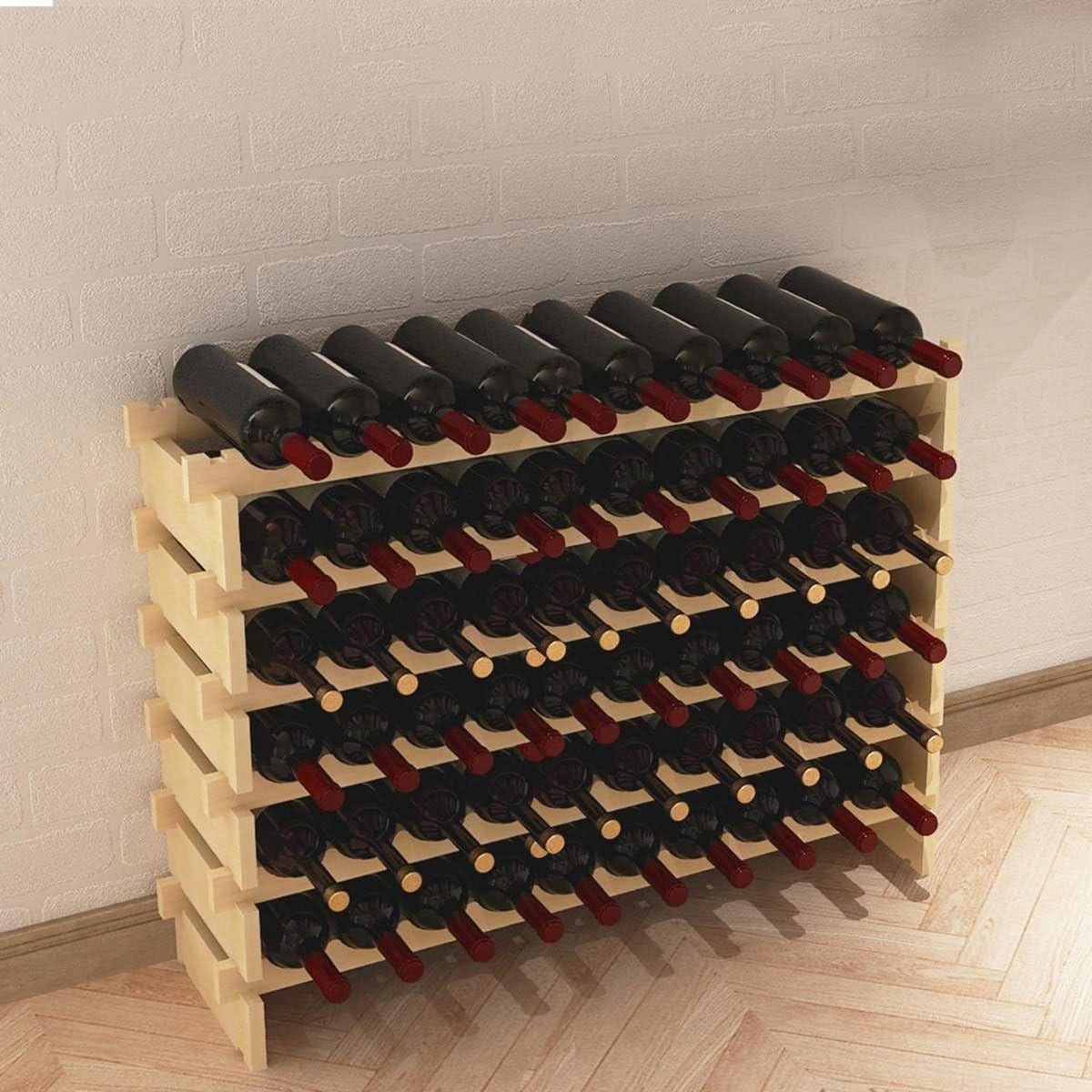 Weinregal Flaschenständer Holzregal 6 Ebenen 60 Flaschen 110x30x80 cm