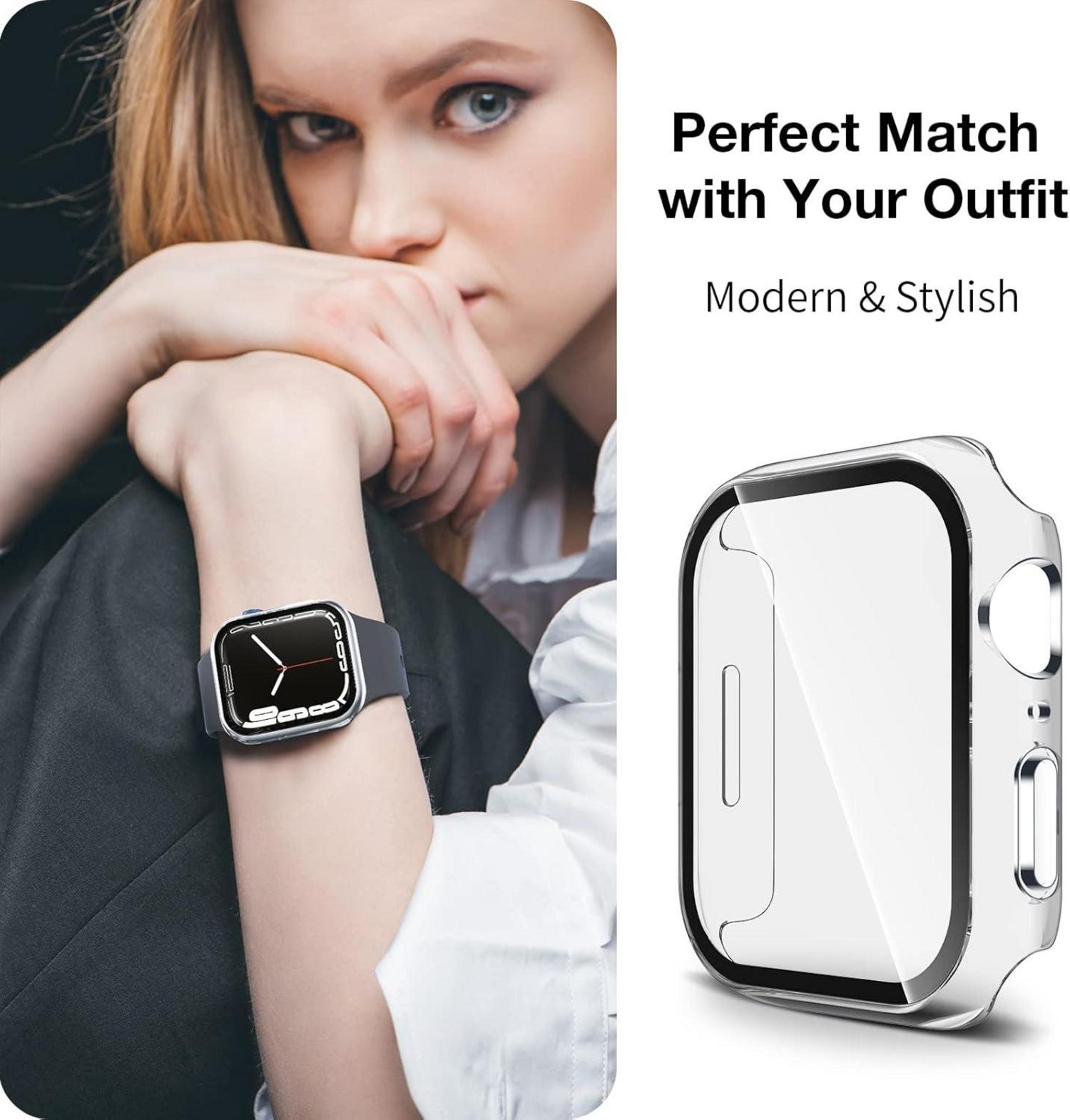 2er Pack Apple Watch 44mm Schutzhülle und Displayschutzfolie - 9H
