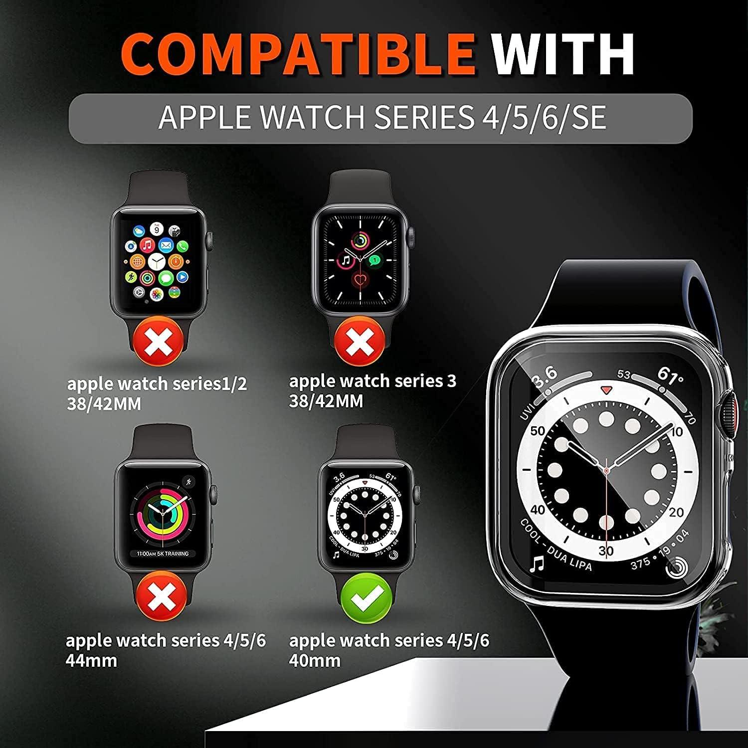 2er Pack Apple Watch Series 6 SE 5 4 40mm Hülle Schutzfolie