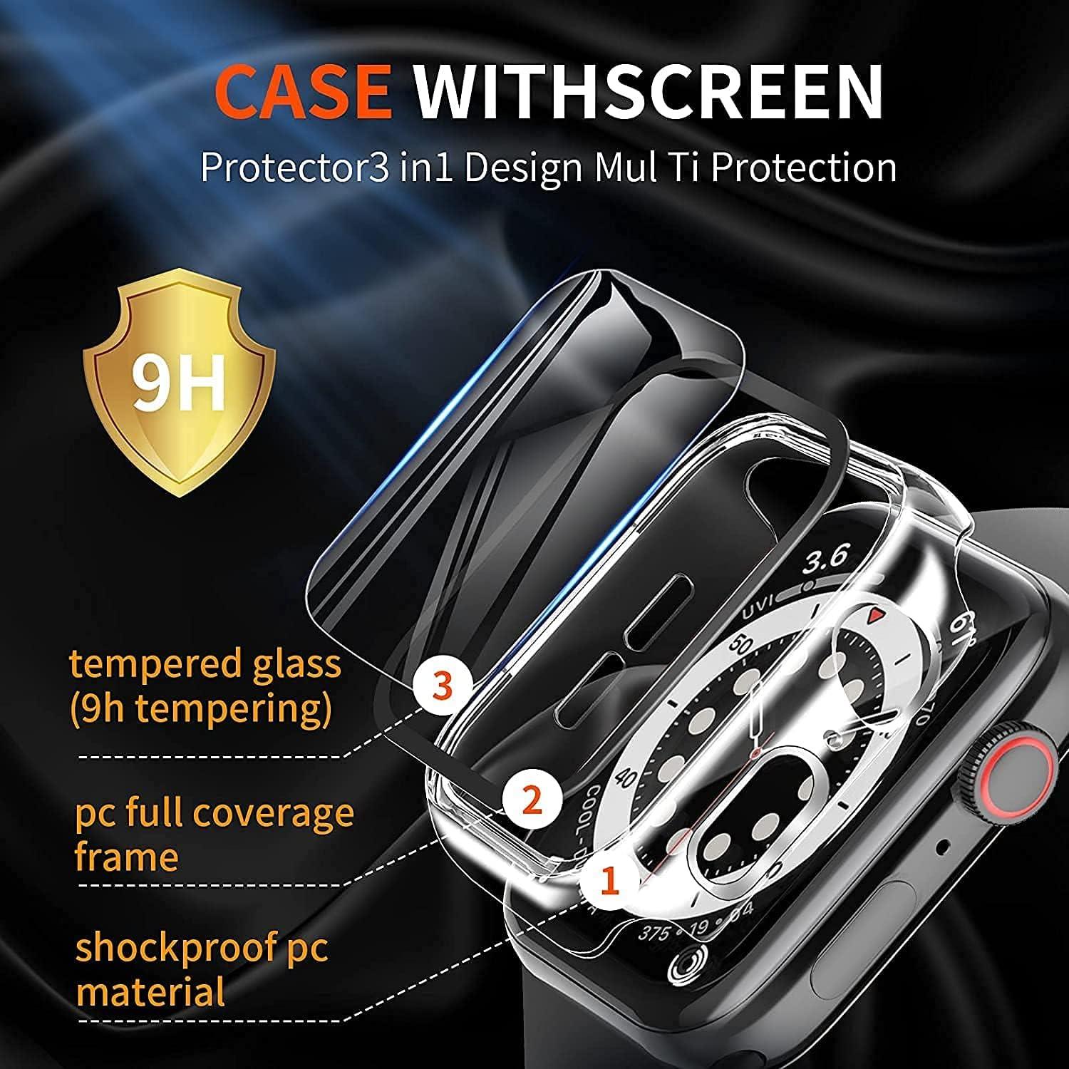 LK 2 Stück Schutzhülle für Apple Watch Series 6/SE/5/4 40mm - 9H Härte - Kratzfest - Vollschutz - Displayschutzfolie - HD Klar