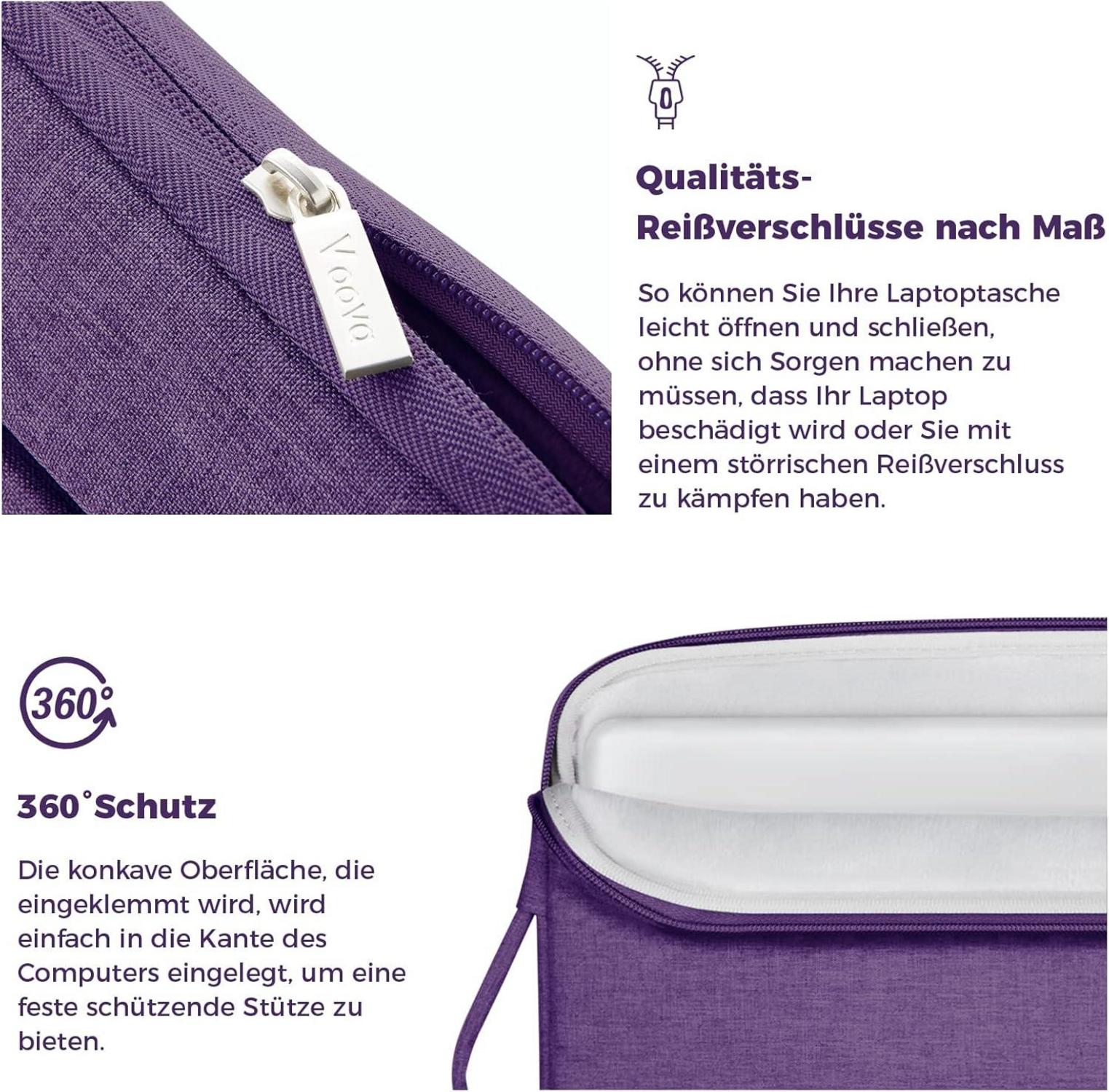 Voova Laptop Hülle 14-14.6 Zoll Wasserdicht Laptop Tasche Violett