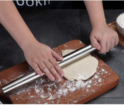 Teigroller Edelstahl Nudelholz 42cm Matt Finish Backen Pizza Kuchen