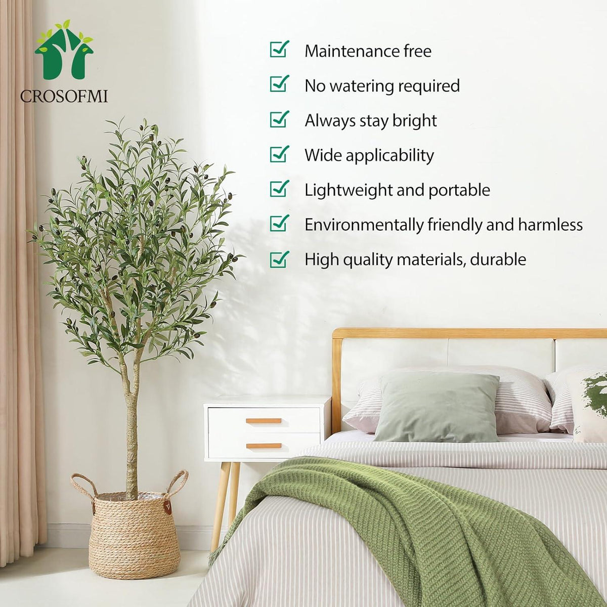 CROSOFMI Künstlicher Olivenbaum 150cm Indoor Outdoor Dekoration