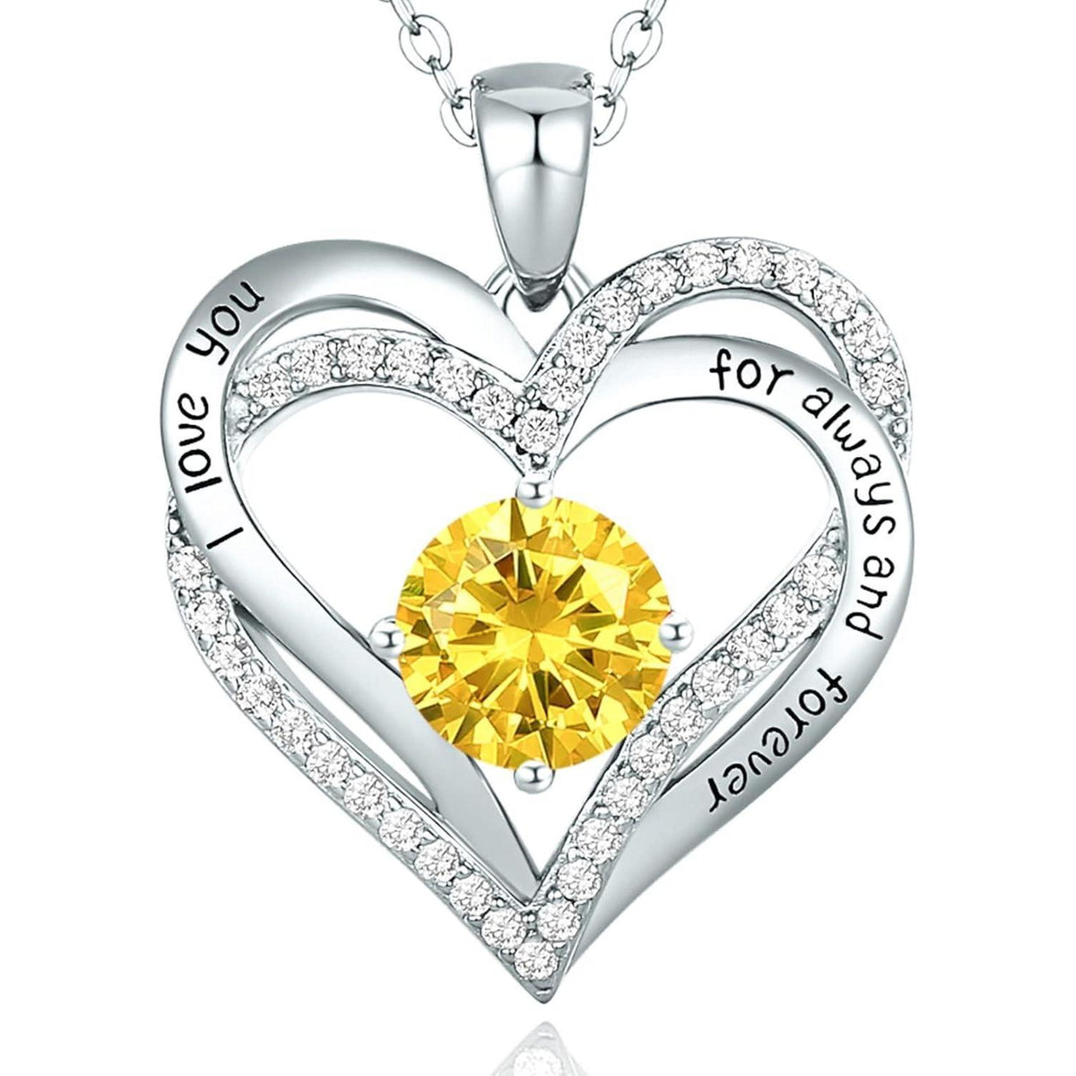 925 Sterling Silber Herz Halskette mit Zirkonia und Geburtsstein