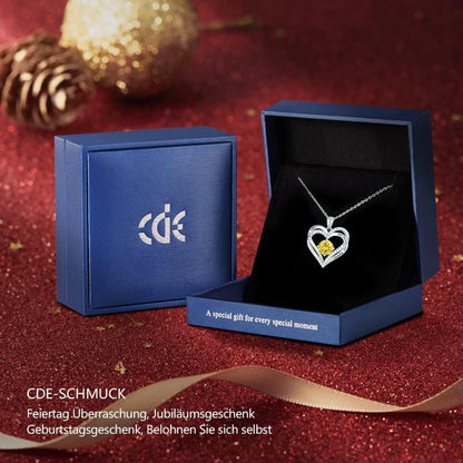 925 Sterling Silber Herz Halskette mit Zirkonia und Geburtsstein