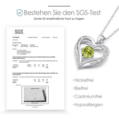 Herz Halskette 925 Sterling Silber Rosegold mit Zirkonia & Geburtsstein