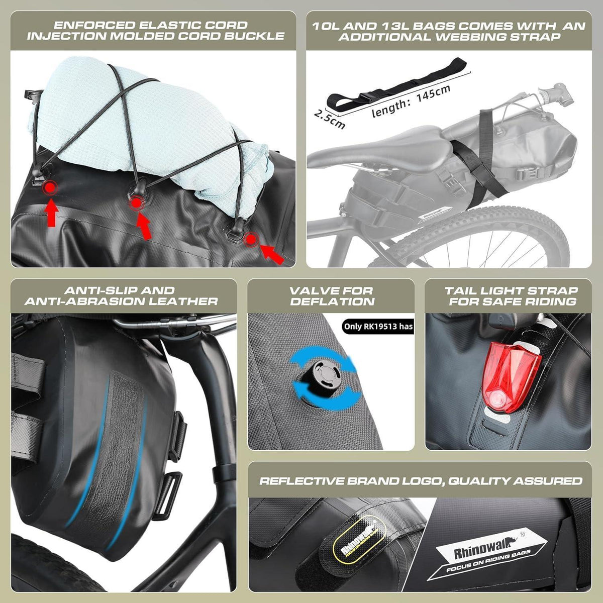 Wasserdichte Fahrrad Satteltasche 5L Schwarz für Outdoor-Touren
