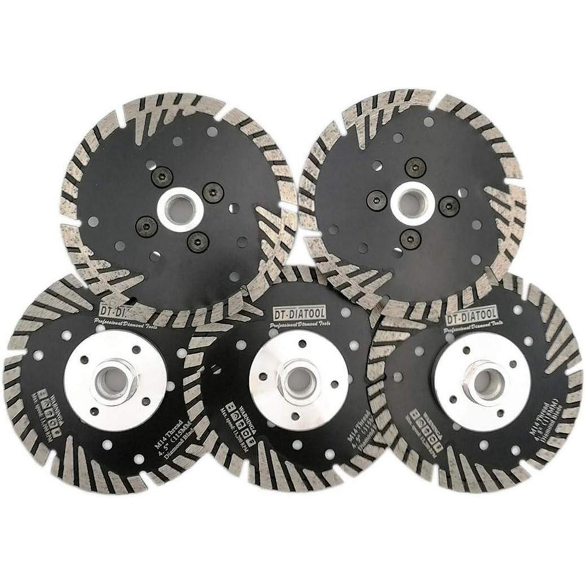 Diamant Trennscheiben 5er Set 115mm M14 Turbo für Beton Granit