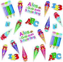Schulanfang Konfetti ABC Zahlen Stift Buch Deko Set