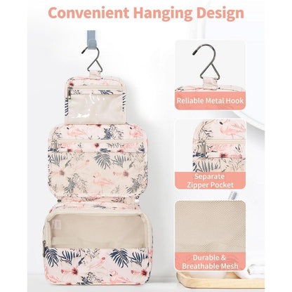 Kulturtasche zum Aufhängen mit Haken, Beige Flamingo