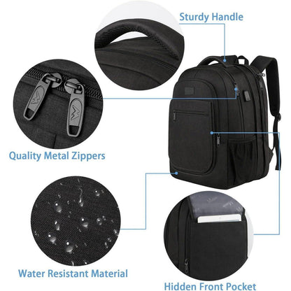 MATEIN Großer Laptop Rucksack 15,6 Zoll USB Schwarz